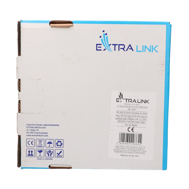 Extralink CAT6A UTP (U/UTP) INDOOR TWISTED PAIR 100M câble de réseau