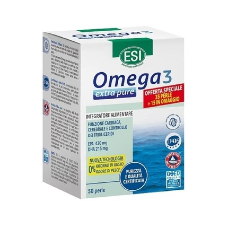 ESI Omega 3 Extra Pure Natural Supplement with Vitamin E 50 Softgels