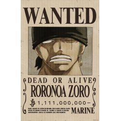 One Piece 3D Poster Wanted Roronoa Zoro 38 x 58 cm