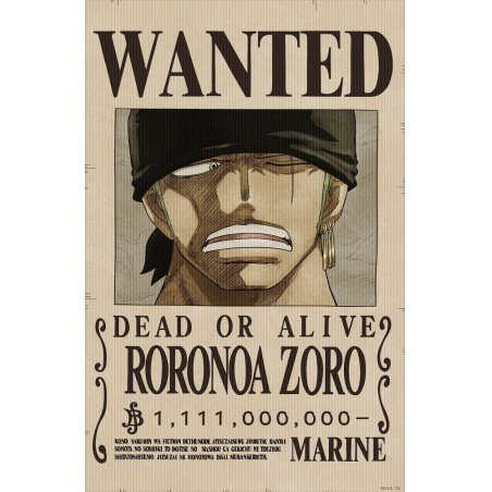 One Piece 3D Poster Wanted Roronoa Zoro 38 x 58 cm