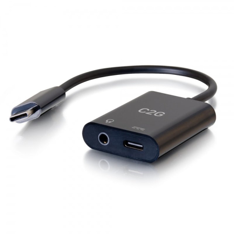 C2G USB-C to AUX Multiport Adapter (3.5mm) with Power Delivery up to 100W