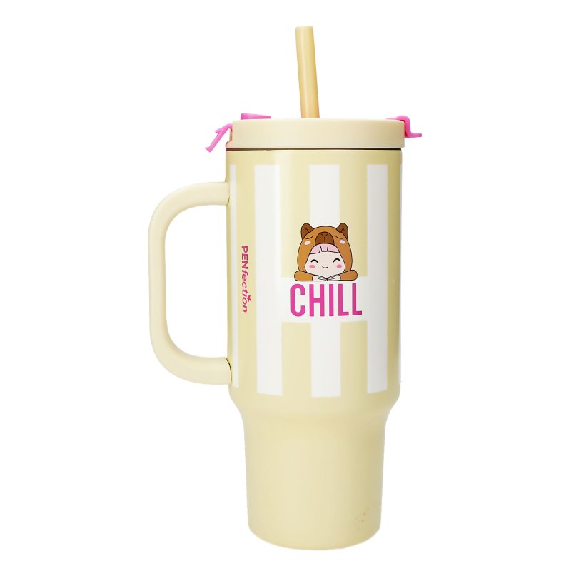 PENFection - To Go Cup with Straw CHILL - Butter-Yellow - 470 ml