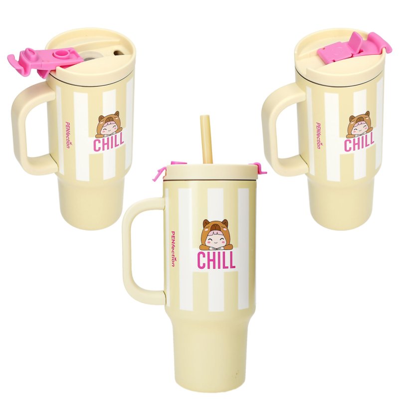 PENFection - To Go Cup with Straw CHILL - Butter-Yellow - 470 ml