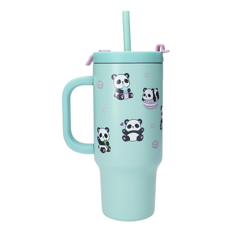 PENFection - To Go Cup With Straw - PANDA - Turquoise - 470 ml