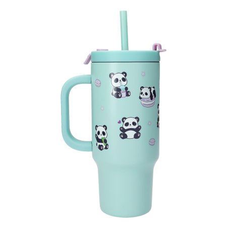 PENFection - To Go Cup With Straw - PANDA - Turquoise - 470 ml