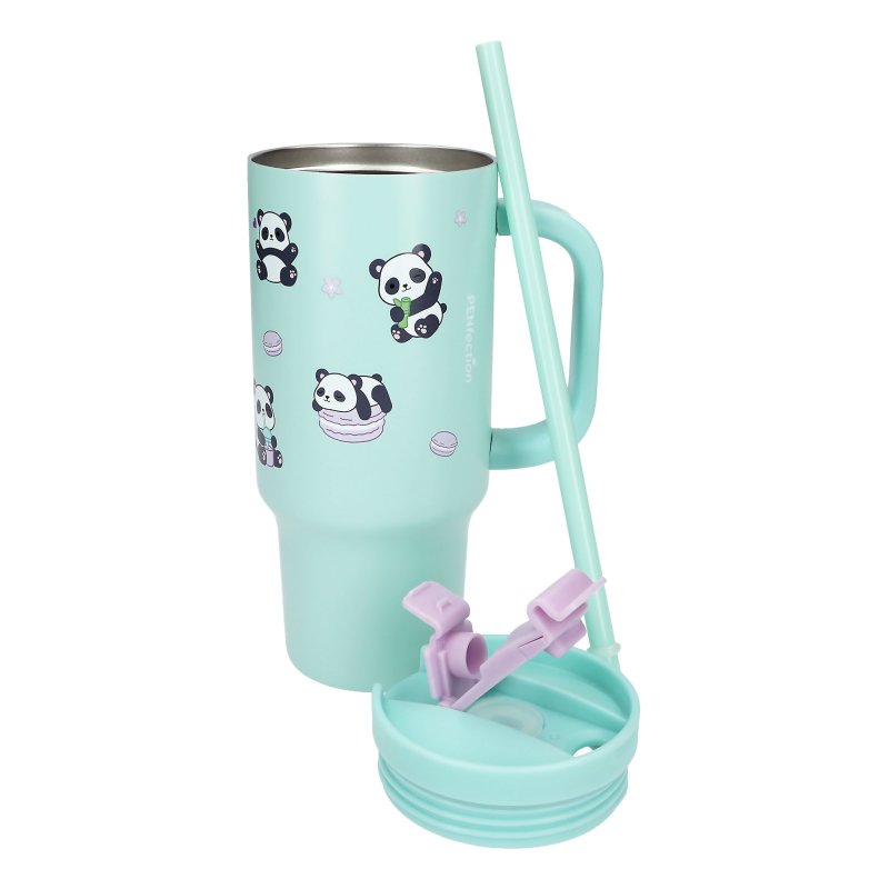 PENFection - To Go Cup With Straw - PANDA - Turquoise - 470 ml