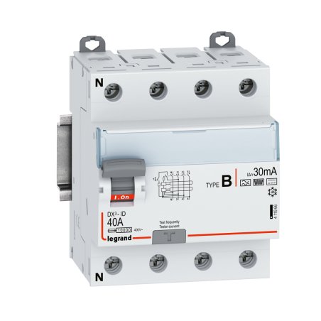 Legrand 411966 DX3 Fi-Schalter 40A 4-polig 30mA Typ B 400VAC N-links 4TE