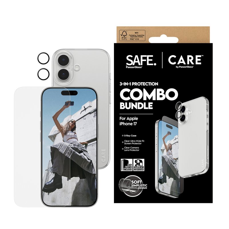 PanzerGlass SAFE. | CARE™ by 3-in-1 Combo Bundle iPhone 17