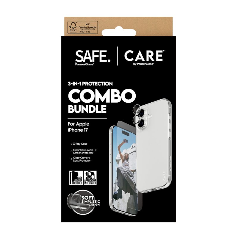 PanzerGlass SAFE. | CARE™ by 3-in-1 Combo Bundle iPhone 17 Protection d'écran transparent Apple 1 pièce(s)
