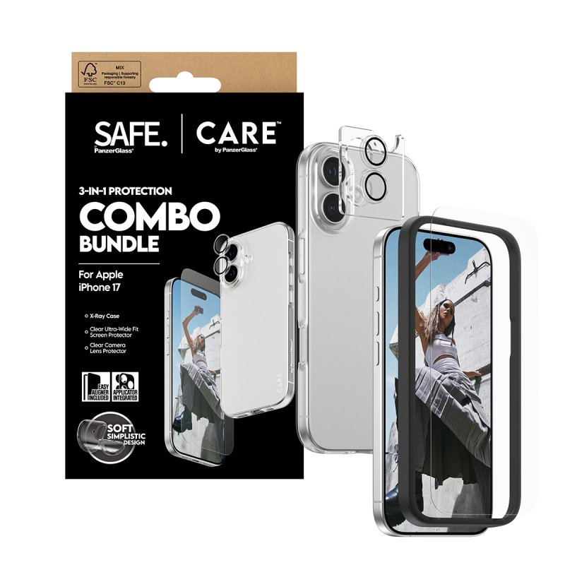 PanzerGlass SAFE. | CARE™ by 3-in-1 Combo Bundle iPhone 17