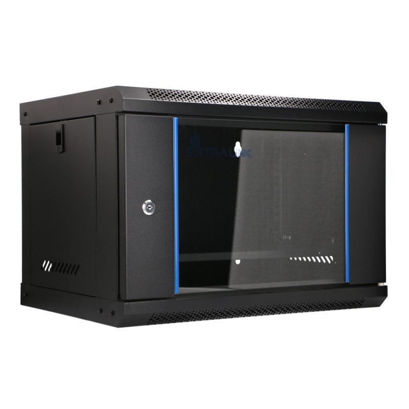 EXTRALINK LITE 6U 530X400 WALL-MOUNTED RACKMOUNT CABINET BLACK WITH SHELF