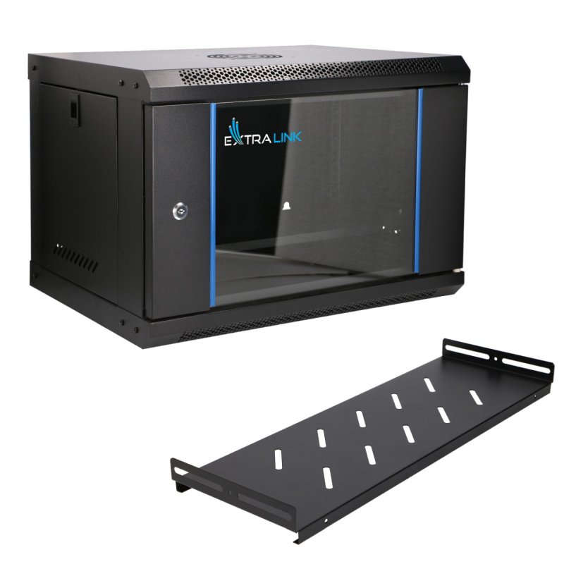 Extralink LITE 6U 530X400 WALL-MOUNTED RACKMOUNT CABINET BLACK Supports autoportants, muraux ou au sol Noir
