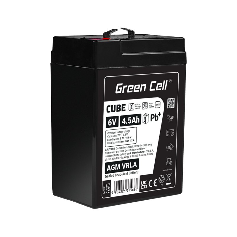 Green Cell CUBE AGM IP54 6V 4Ah VRLA Battery Gel deep cycle scooter mower boat barge mower tractor fishing boat