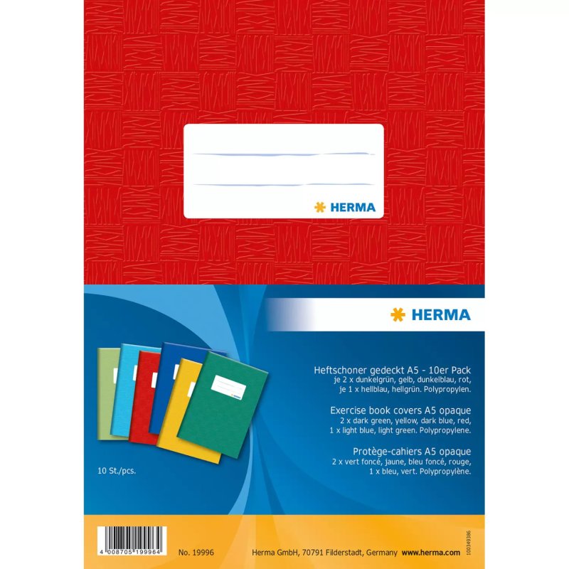 HERMA 19996 magazine/book cover 10 pc(s) Blue, Cyan, Green, Red, Yellow
