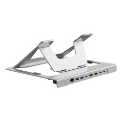 Conceptronic DONN35S Laptop Stand with 7-in-1 USB-C Docking Station, HDMI 4K60Hz x 2, GbE, USB-C 5Gbps, USB-A 5Gbps x