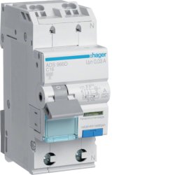 Hager Fi-LS 1P N 6kA C-16A 30mA ADS966D ** Typ A QuickConnect