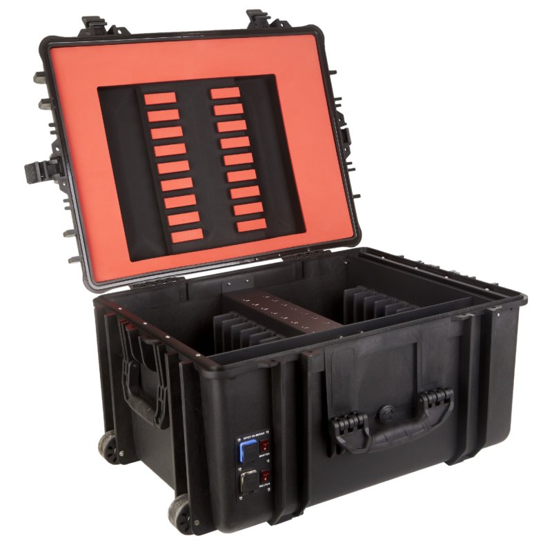 DEQSTER KT16C-PD (Schnellladefunktion) für 16 iPads, nur laden, Schwarz/Orange, 16 in 1, 1,8m, USB-C PD, 10-744121