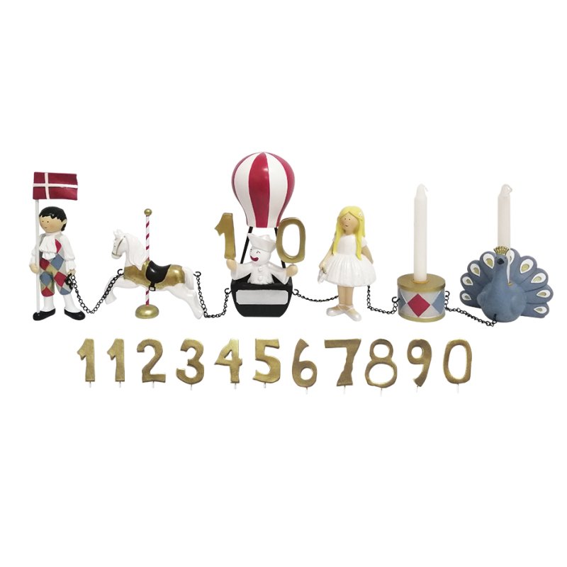 KIDS by FRIIS - Birthday Train Harlequin and Columbine - 11 Numbers, Flag and Chains