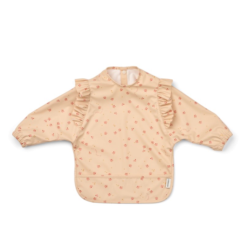 Liewood - Merle Ruffle Cape Bib - Mini Butterfly / Apple blossom - One size
