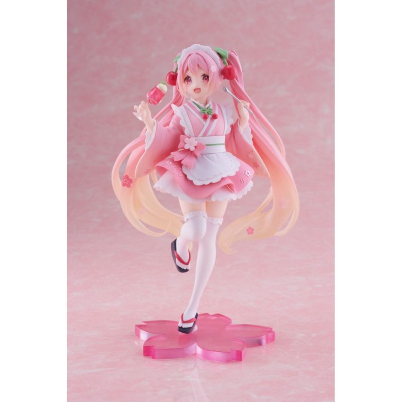 Hatsune Miku PVC Statue Newley Written Sakura Miku Japanese Cafe Ver. Reissue 18 cm