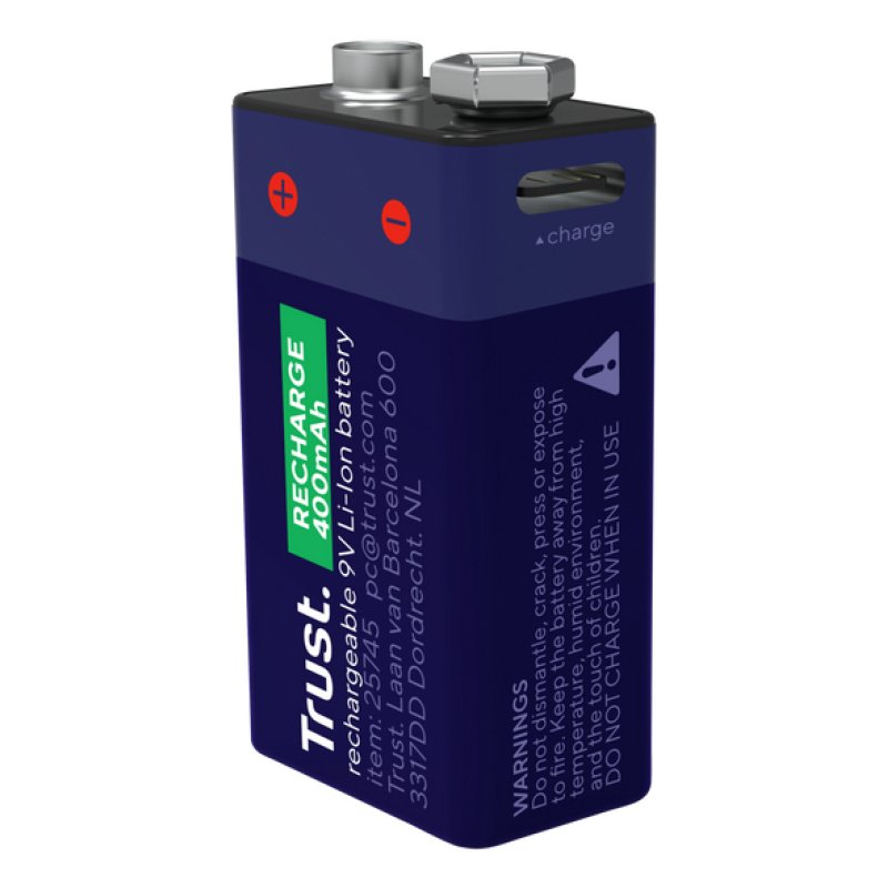 Trust USB-C rechargeable 9V battery