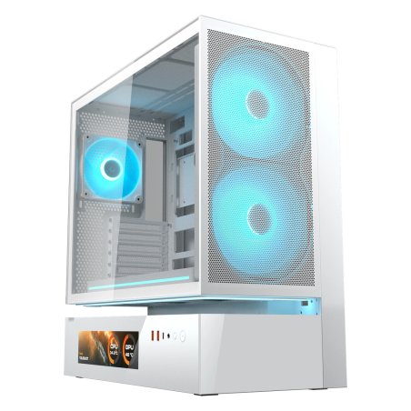 COUGAR Midi Tower Case, CFV235 Vision, ARGB, LCD Display, Mesh, White