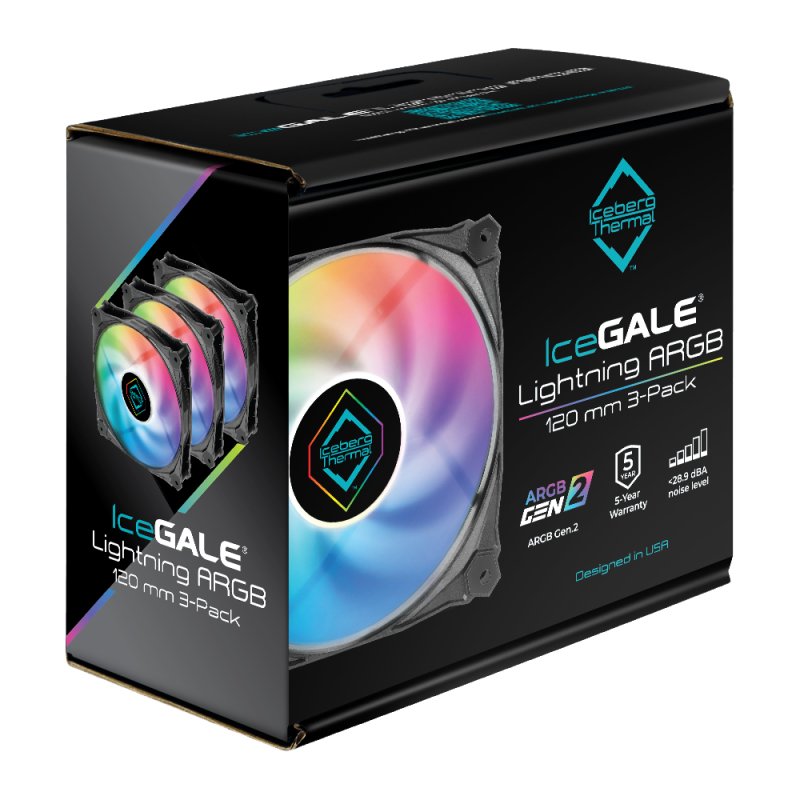 Iceberg Thermal IceGALE Lightning ARGB Computer case Fan 12 cm Black 3 pc(s)