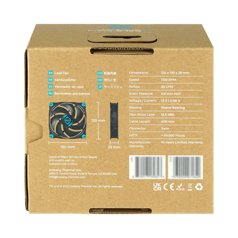 K ICEBERG THERMAL IceGALE Silent - 120mm Black (3er Pack)*