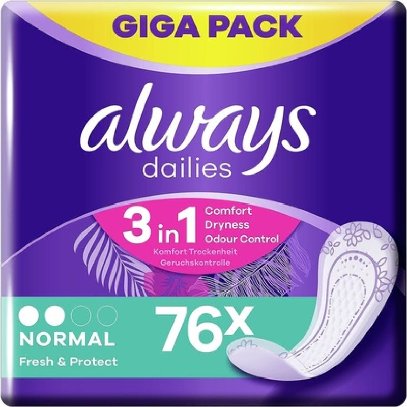 Always Dailies Fresh & Protect Normal Liners for Women 76 Pads
