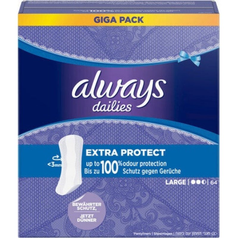 Always Extra Protect Large Panty Liners 64 Count