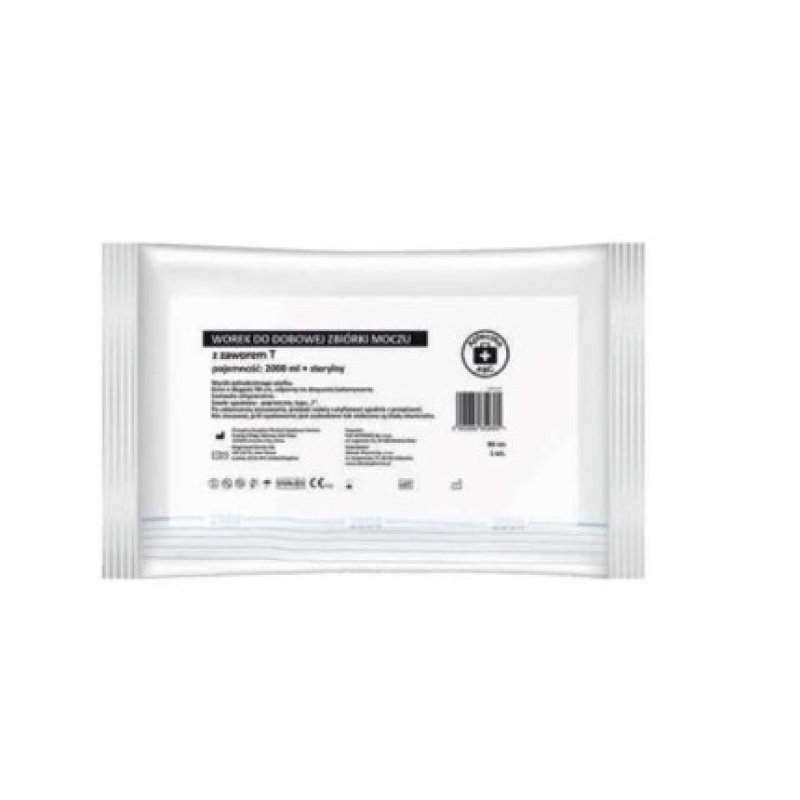 ABC First Aid Kit Sterile Daily Urine Collection Bag 2 Liters with T-Valve