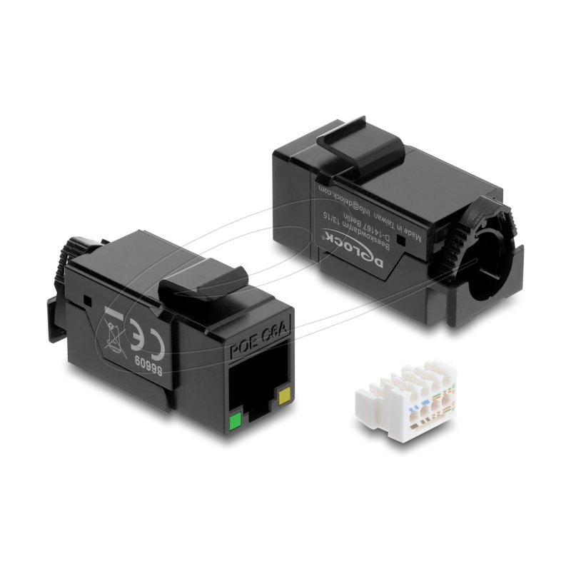 DELOCK Keystone Modul RJ45 Buchse Cat.6A UTP mit PoE LED