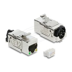 DELOCK Keystone Modul RJ45 Buchse Cat.6A STP mit PoE LED