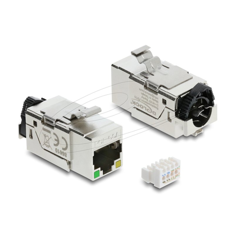DELOCK Keystone Modul RJ45 Buchse Cat.6A STP mit PoE LED