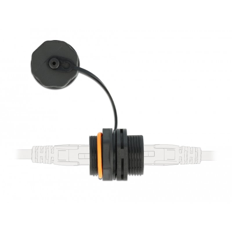 Delock Kabelverbinder RJ45 Buchse zu RJ45 Buchse Cat.6A mit Verschlusskappe wasserfest