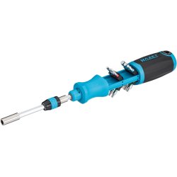 Bit Ratschen-Schraubendreher 811R-4 (blau/schwarz, mit integriertem Magazin)