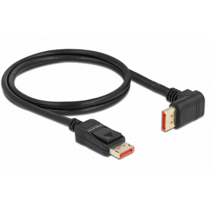Delock DisplayPort Kabel Stecker gerade zu Stecker 90° oben gewinkelt 8K 60 Hz 1 m