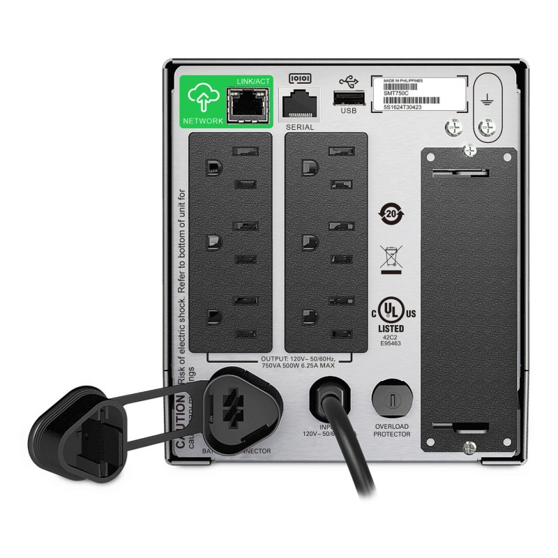 APC Smart-UPS 750VA LCD UPS AC 120V 500Watt 750VA 1-phase Ethernet RS-232 USB output connectors 6 Black with APC