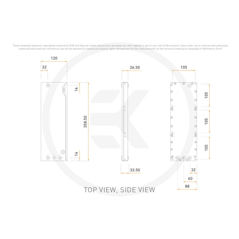 EK Water Blocks EK-Quantum Volume3 FLT - 360mm, D-RGB, Acryl