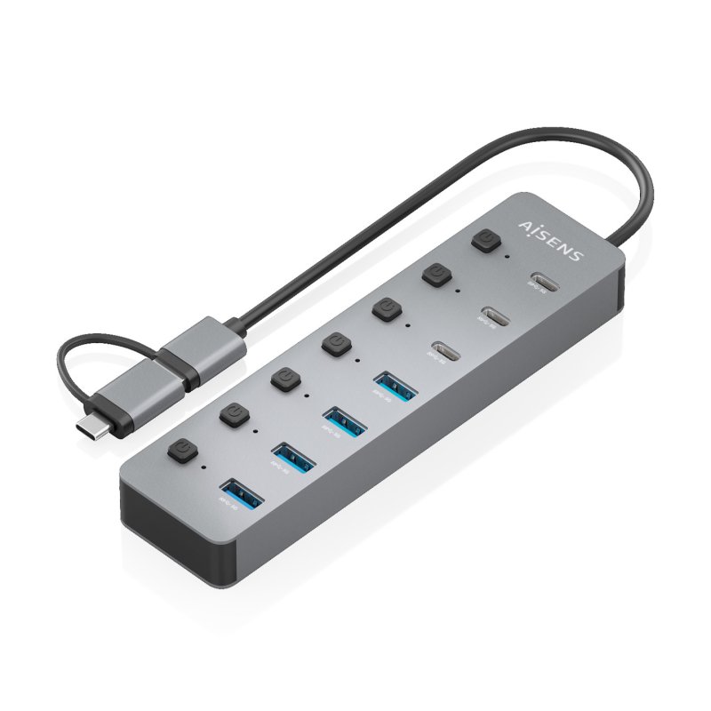 AISENS ASUC-8P043-GR interface hub USB 3.2 Gen 1 (3.1 Gen 1) Type-A 5000 Mbit/s Grey