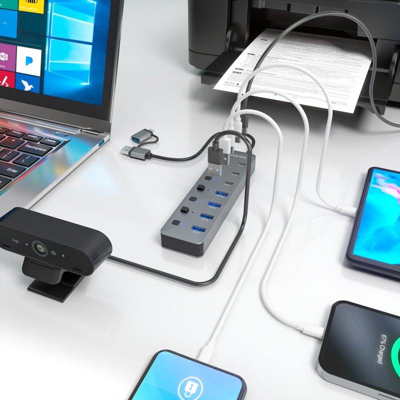 AISENS ASUC-8P043-GR interface hub USB 3.2 Gen 1 (3.1 Gen 1) Type-A 5000 Mbit/s Grey