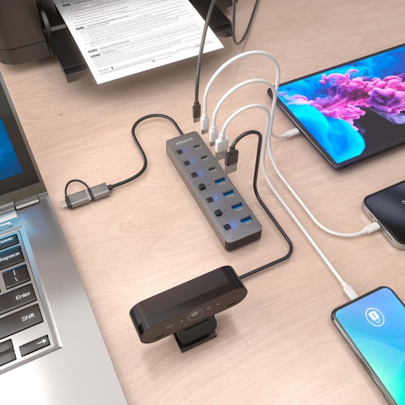 AISENS ASUC-8P043-GR interface hub USB 3.2 Gen 1 (3.1 Gen 1) Type-A 5000 Mbit/s Grey