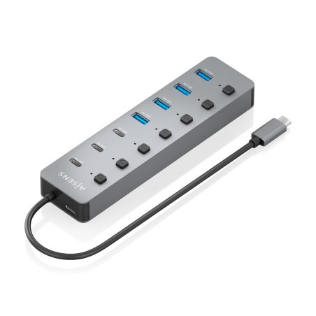 AISENS ASUC-8P044-GR hub & concentrateur USB 3.2 Gen 2 (3.1 Gen 2) Type-C 10000 Mbit/s Gris