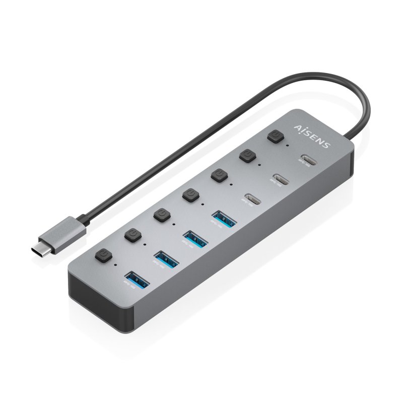 AISENS ASUC-8P044-GR hub & concentrateur USB 3.2 Gen 2 (3.1 Gen 2) Type-C 10000 Mbit/s Gris