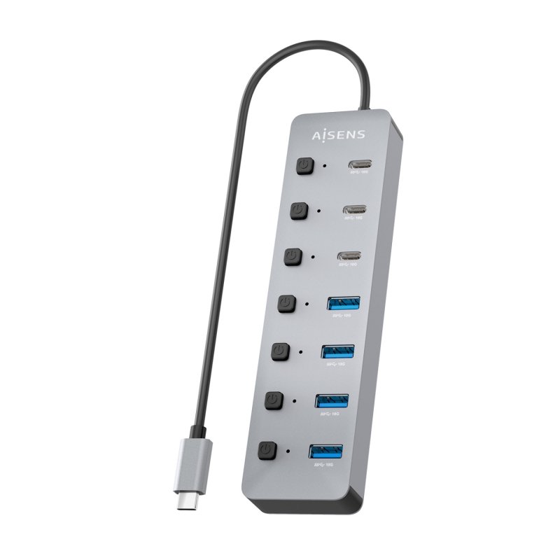 AISENS ASUC-8P044-GR hub & concentrateur USB 3.2 Gen 2 (3.1 Gen 2) Type-C 10000 Mbit/s Gris