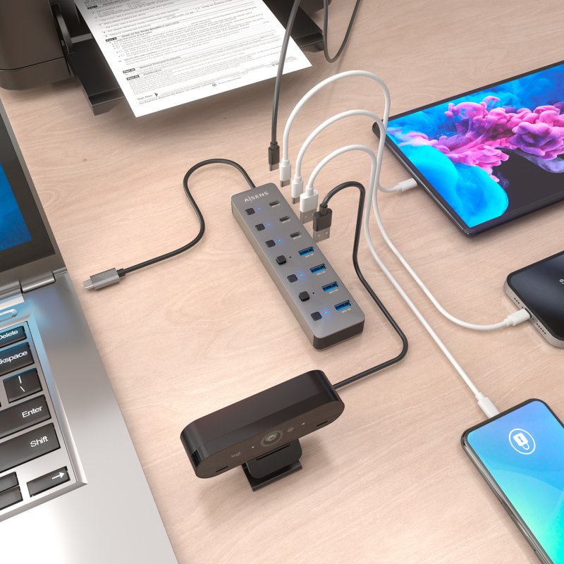 AISENS ASUC-8P044-GR interface hub USB 3.2 Gen 2 (3.1 Gen 2) Type-C 10000 Mbit/s Grey