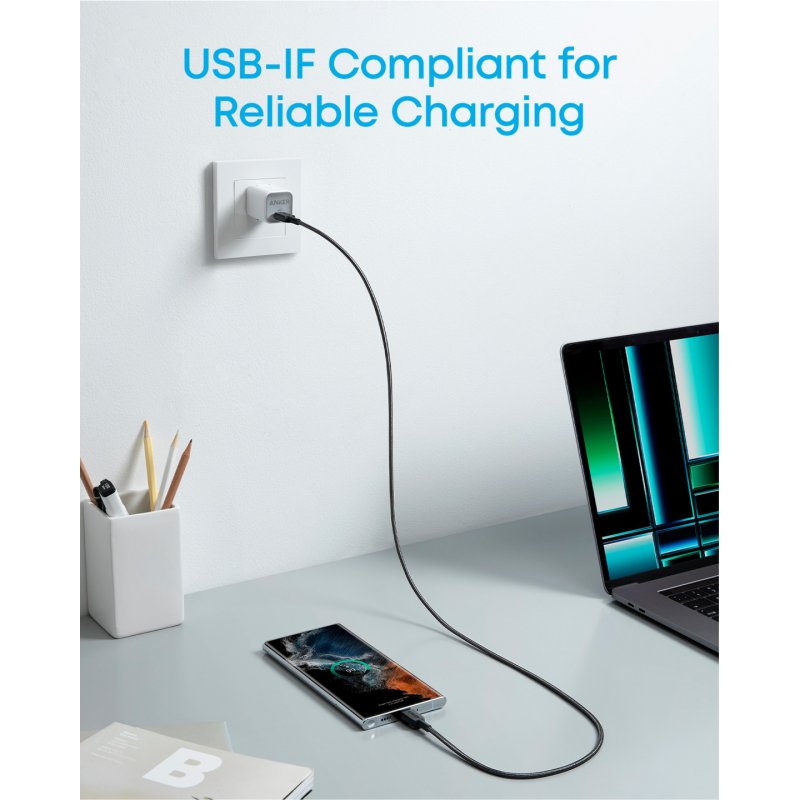 Anker Braided USB-C to USB-C Charging Cable 0.9 m, Black
