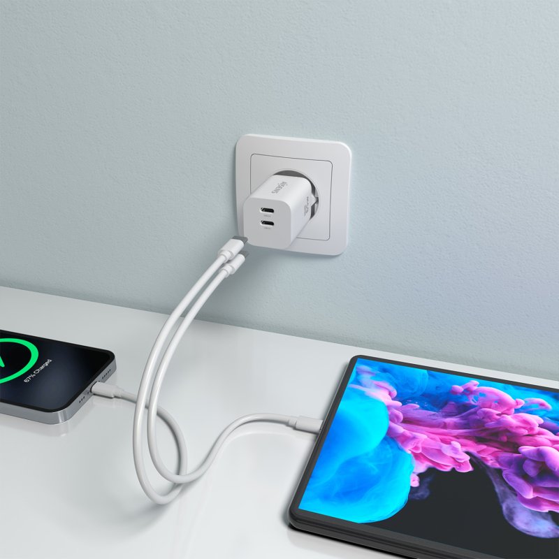 CARGADOR AISENS GaN 65W 2xUSB-C PD3.0 QC4.0 BLANCO