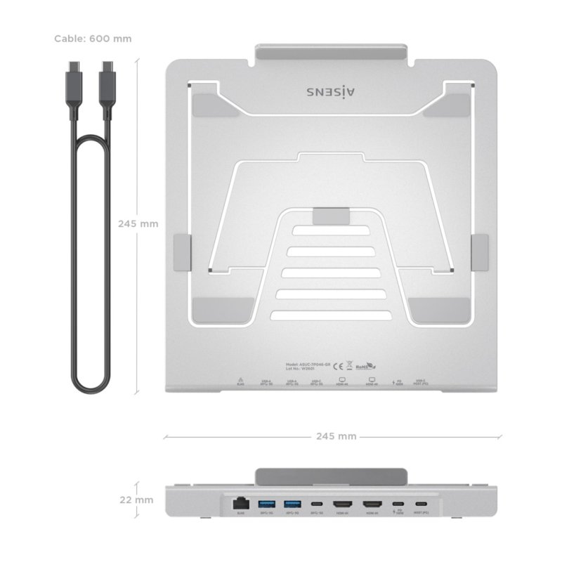 AISENS ASUC-7P046-GR laptop stand Laptop & tablet stand Grey 40.6 cm (16")