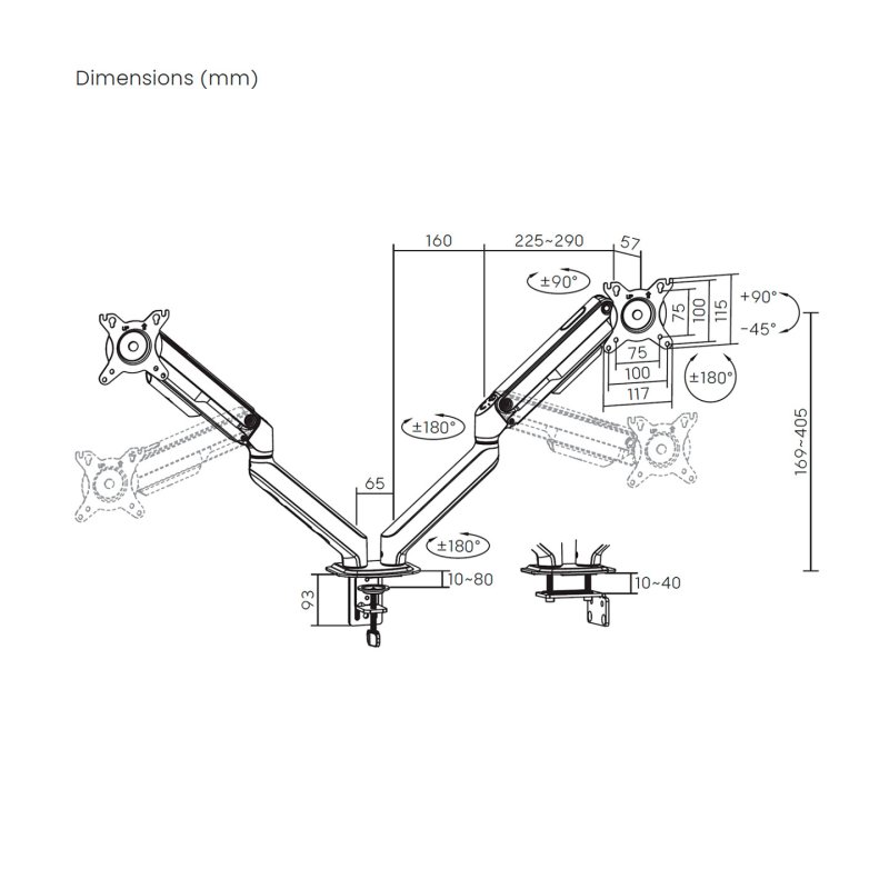 AISENS DT32TSR-451 support d'écran plat pour bureau 81,3 cm (32") Noir